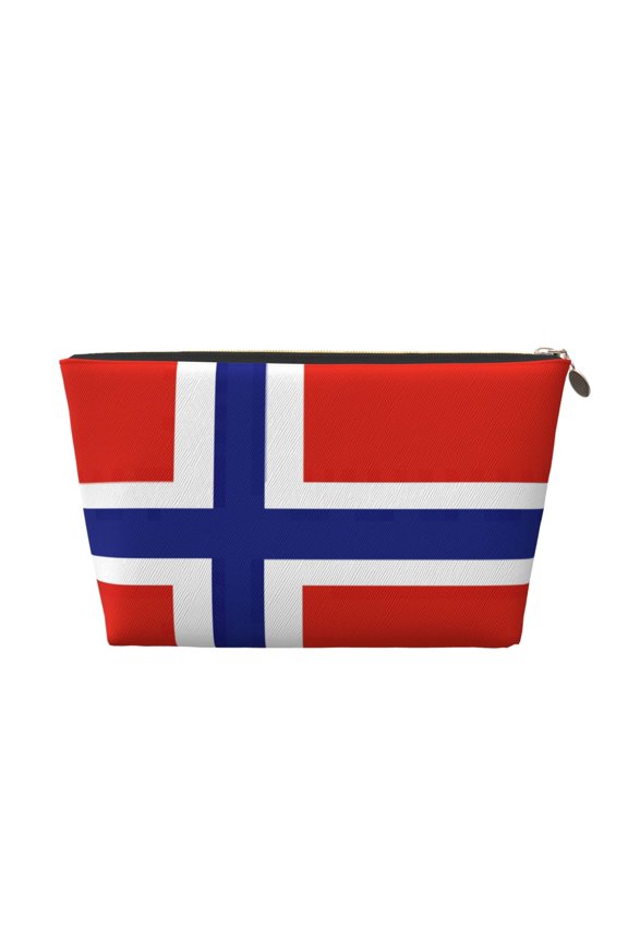 Norwegian Flag Travel Handbag Leather Purse Organizer Tidy Bag Purse Toiletry Clutch For Women