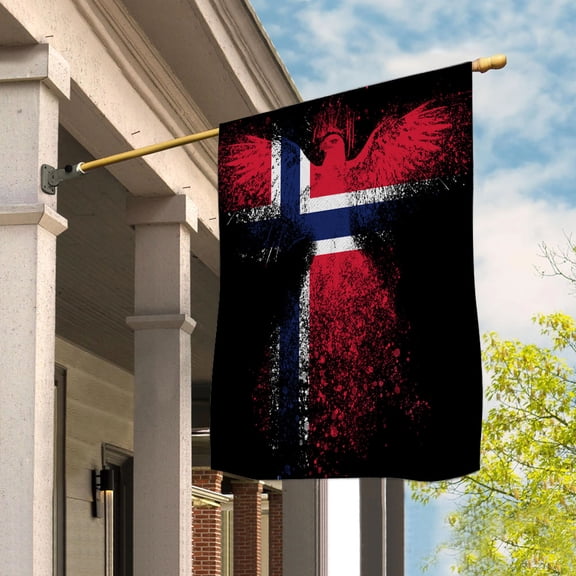 Norwegian Flag With Eagle Painting - Proud Norway House Flag (29.5x39.5) Double-Sided Decorative Polyester Indoor/Outdoor Flag