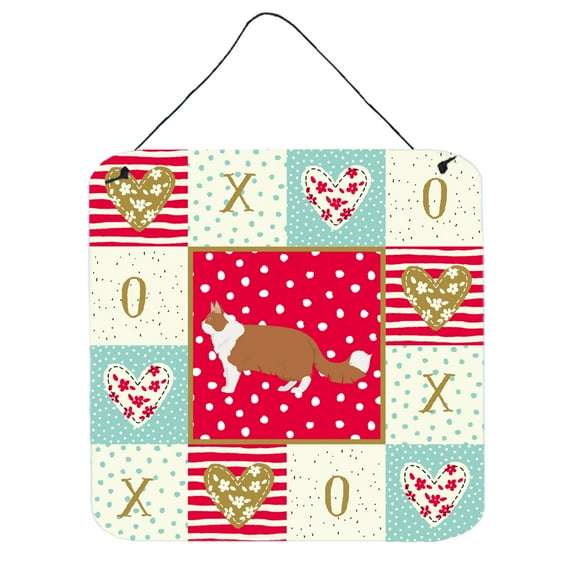 Norwegian Forest 2 Cat Love Wall or Door Hanging Prints Red