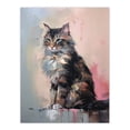thumbnail image 1 of Norwegian Forest Cat Perched on Wall Oil Painting Grey Pink Brown Elegant Pet Portrait Large Wall Art Poster Print Thick Paper 18X24 Inch, 1 of 5