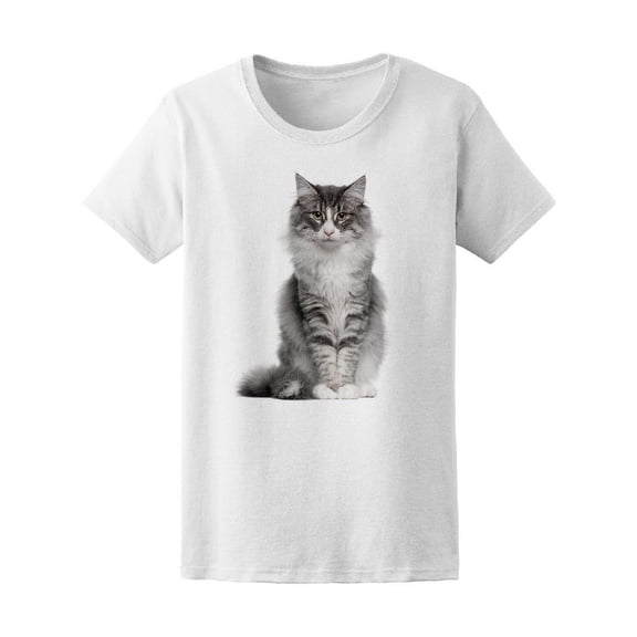 Norwegian Forest Cat Sitting T-Shirt Women -Image by Shutterstock, Female Small