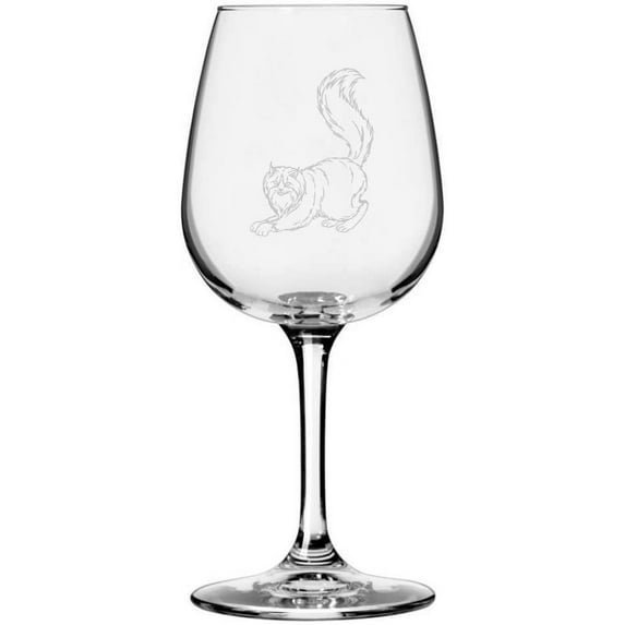 Norwegian Forest Side View 2 Cat Themed Etched All Purpose 12.75oz Libbey Wine Glass