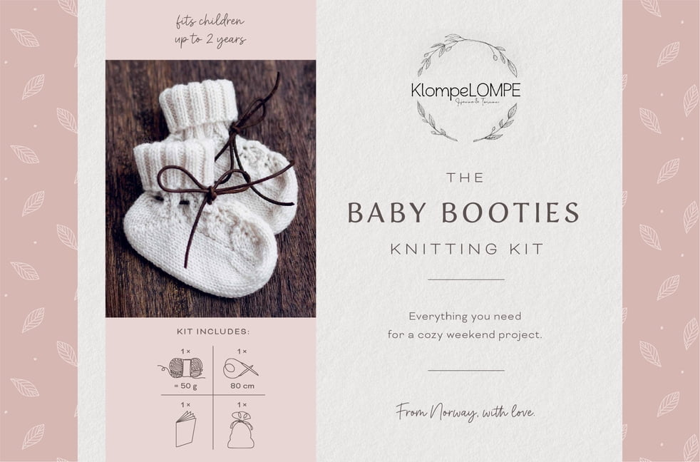 Norwegian Knitting Kits from Klompelompe The Baby Booties Knitting Kit: Norwegian Knits from Klompelompe, 100% Wool, Bamboo Needles, Accessory Bag, Step-By-Step , Book 1, (Hardcover)