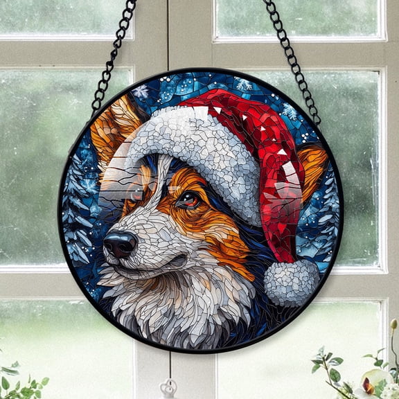 Norwegian Lundehund Dog Ornament Christmas 2025 - Norwegian Lundehund Dog Stained Glass SunCatcher for Window Christmas Tree, Dog Decor, Holiday, Xmas Gift