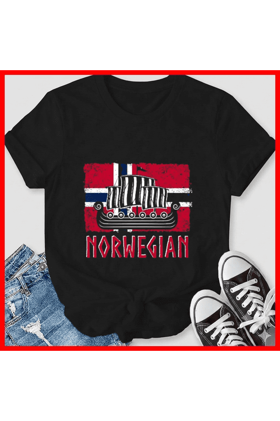Norwegian Norway Aka Viking Funny Norge Nordic Scandinavian Top Unisex T-Shirt, up to size 5XL