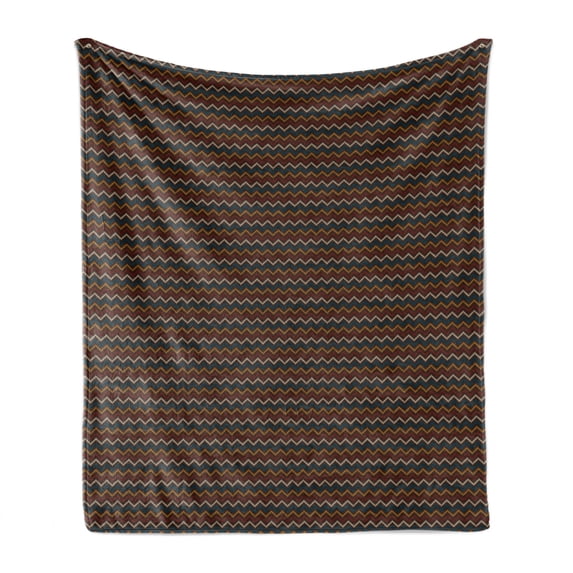 Norwegian Soft Flannel Fleece Blanket, Classic Simple Traditional and Vintage Fashion with Chevron Abstract Illustration, Cozy Plush for Indoor and Outdoor Use, 50" x 60", Multicolor, by Ambesonne