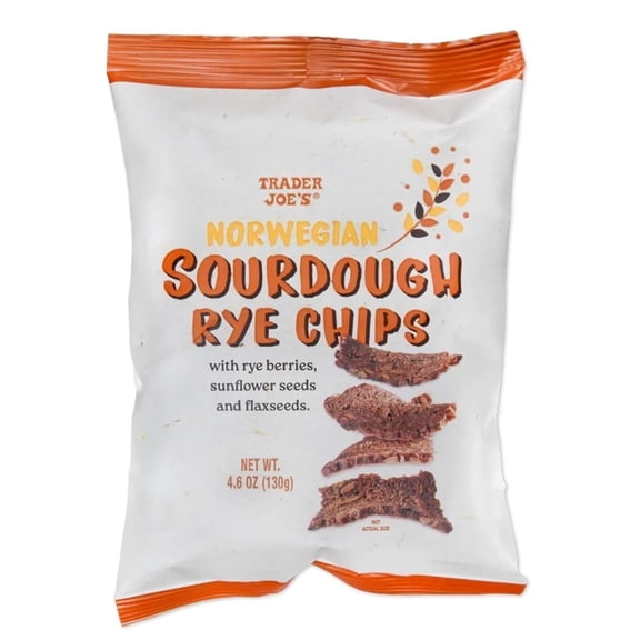 Norwegian Sourdough Rye Chips with Rye Berries, Sunflower Seeds, and Flaxseeds, Crunchy Chips, Trader Joes 4.6oz/130g  (Pack of 1)