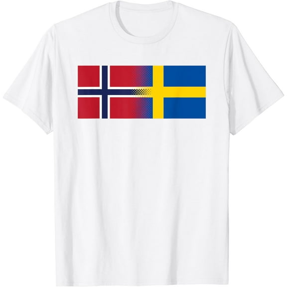 Norwegian Swedish Flag Norway Sweden Norge Sverige Heritage T-Shirt100% cotton