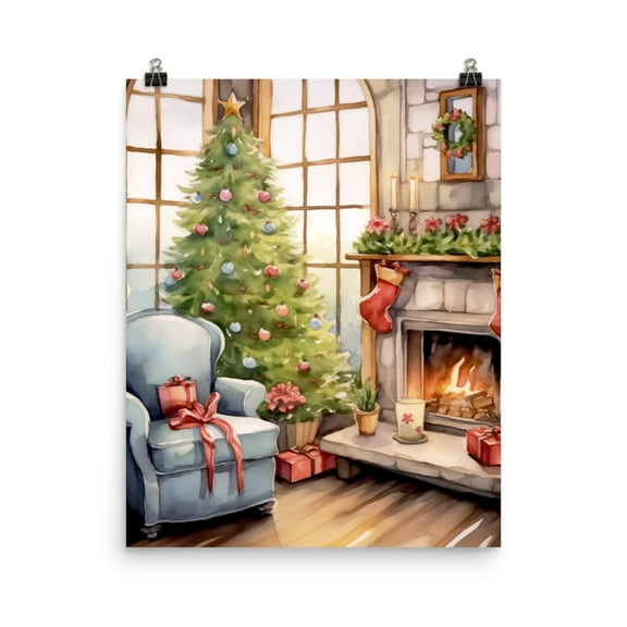 Norwegian Winter Print, Cozy Home Decor, Scandinavian Fireplace Wall Art, Winter Cottagecore Style, Rustic Nordic Art Home Decor #3895, Unframed Poster Size 8x12