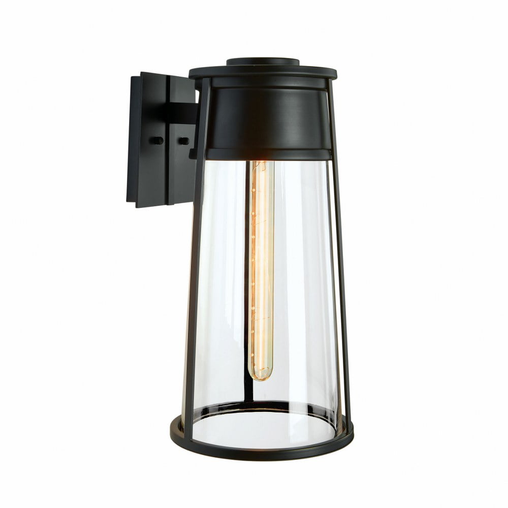 Matte Black Brass Cone Outdoor Wall Sconce 12.75"