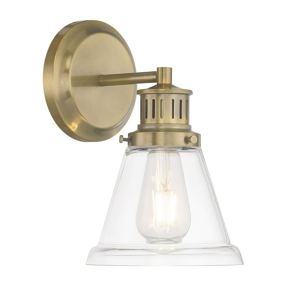 2401-AN-CL-Norwell Lighting-Alden - 1 Light Bath Vanity-10.25 Inches Tall and 6.5 Inches Wide-Antique Brass Finish