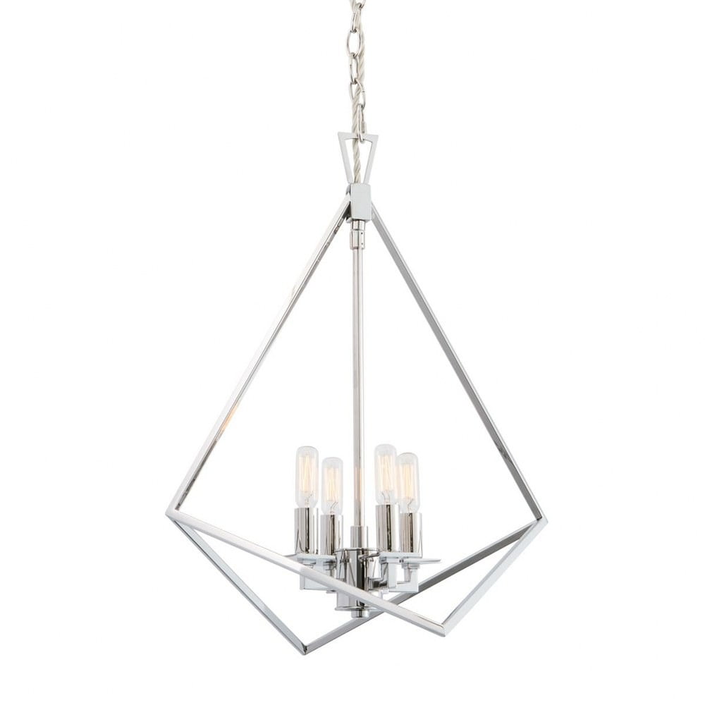 Trapezoid Polished Nickel Cage Pendant Chandelier