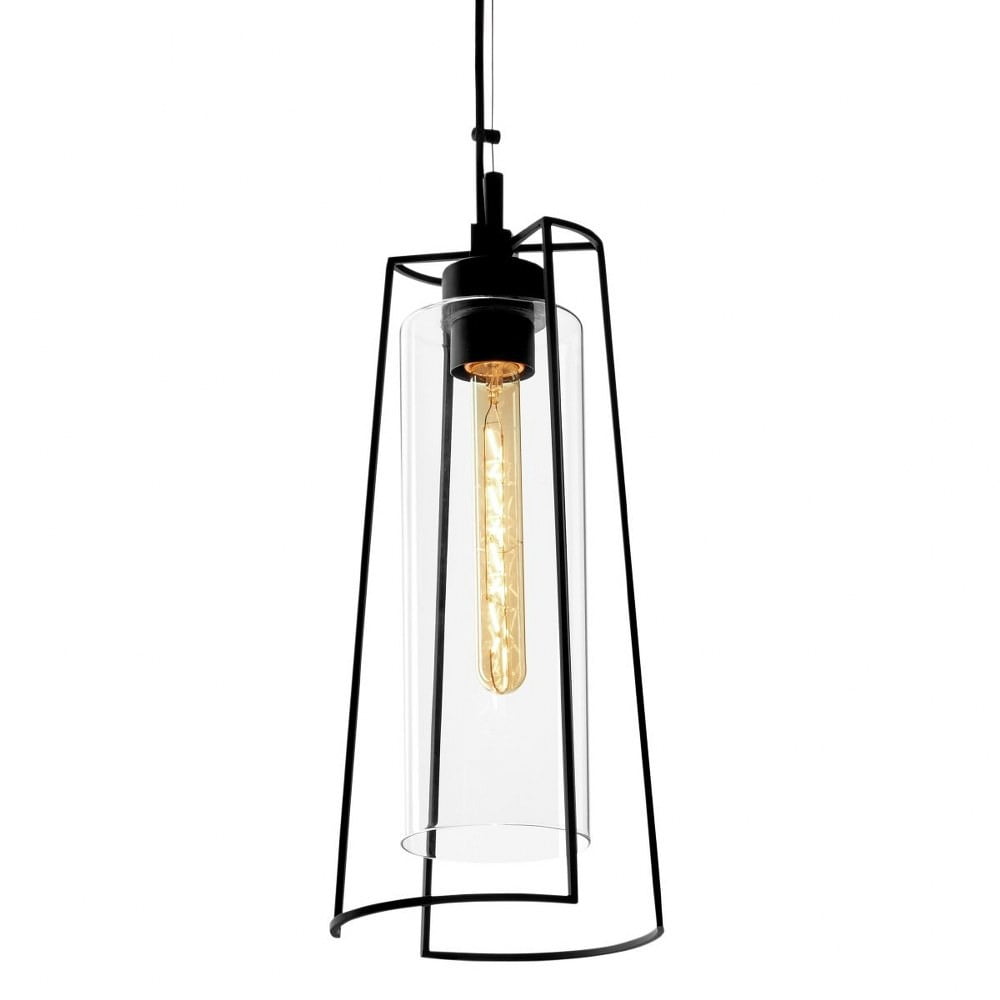 Matte Black Glass Indoor/Outdoor Pendant Light