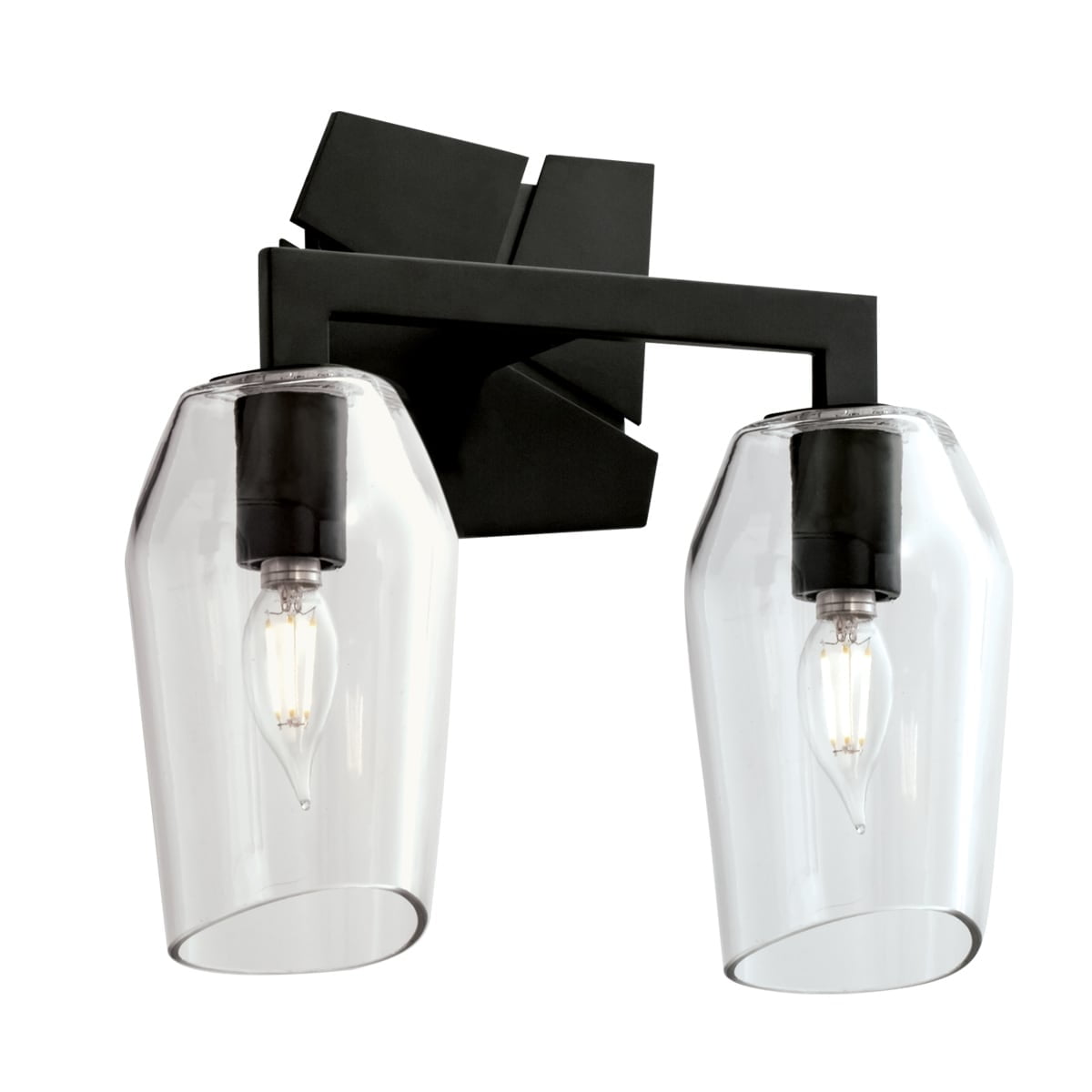 Acid Dipped Black 2-Light Cylinder Vanity Sconce