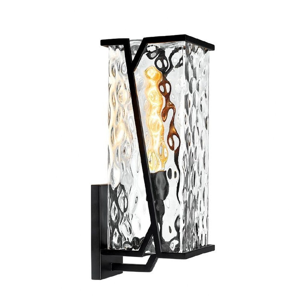 Waterfall Matte Black Steel Outdoor Wall Sconce