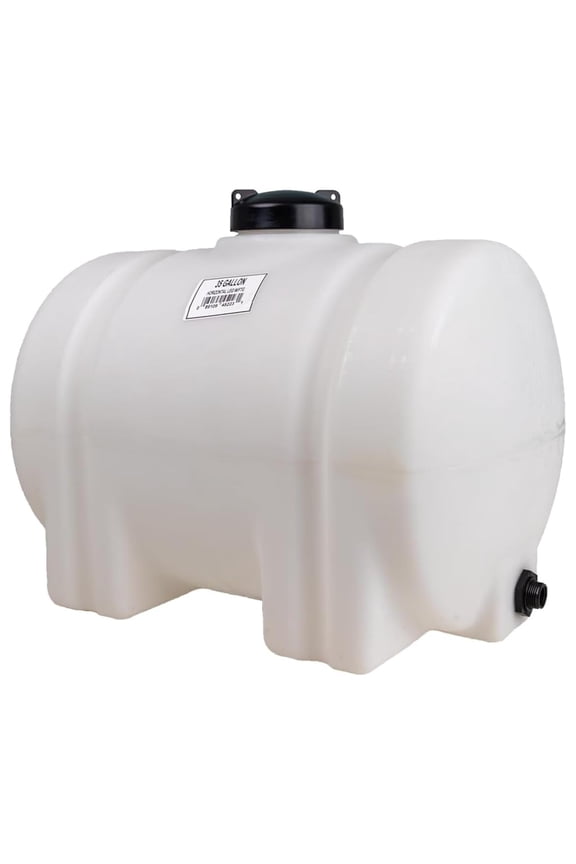 35 Gallon Horizontal Storage Tank w/ Legs, White Poly Liquid Container