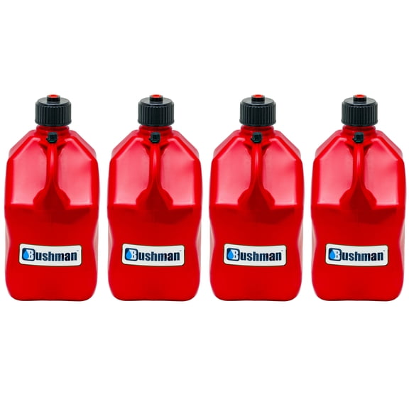 Bushman 4Pk U-Jug Storage Jug, Portable Plastic Container, 5.5 Gal, Red
