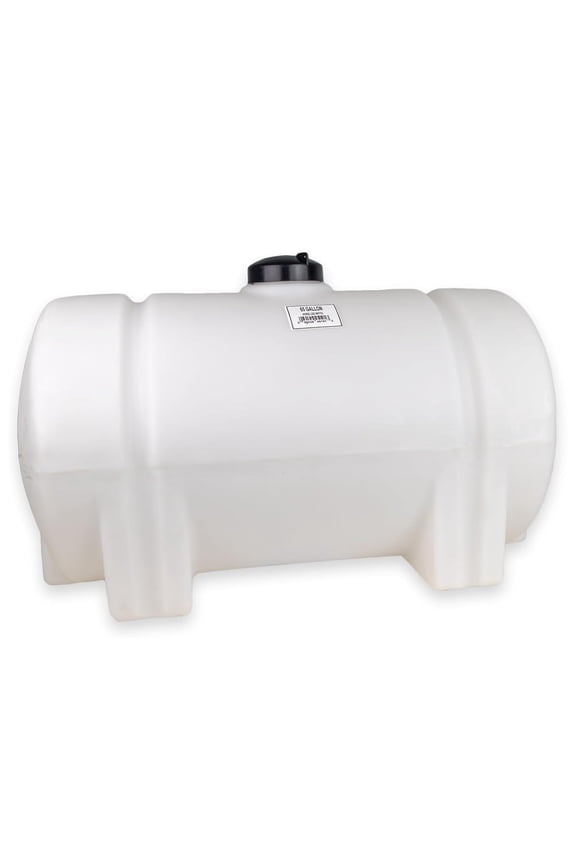 Horizontal Leg Utility Tank, Water Storage Container, 65 Gallon Capacity, White
