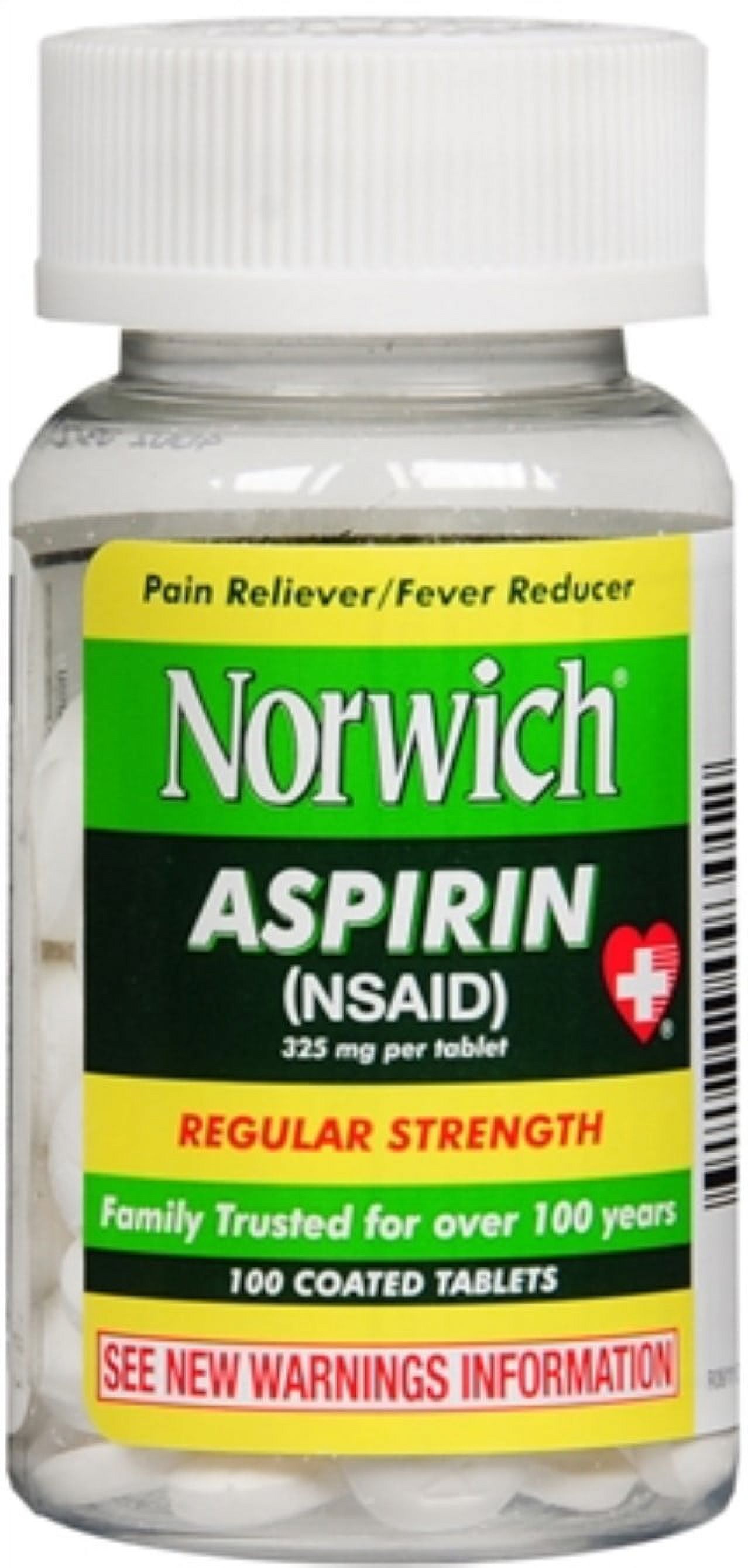Norwich Aspirin Tablets Regular Strength 100 Tablets
