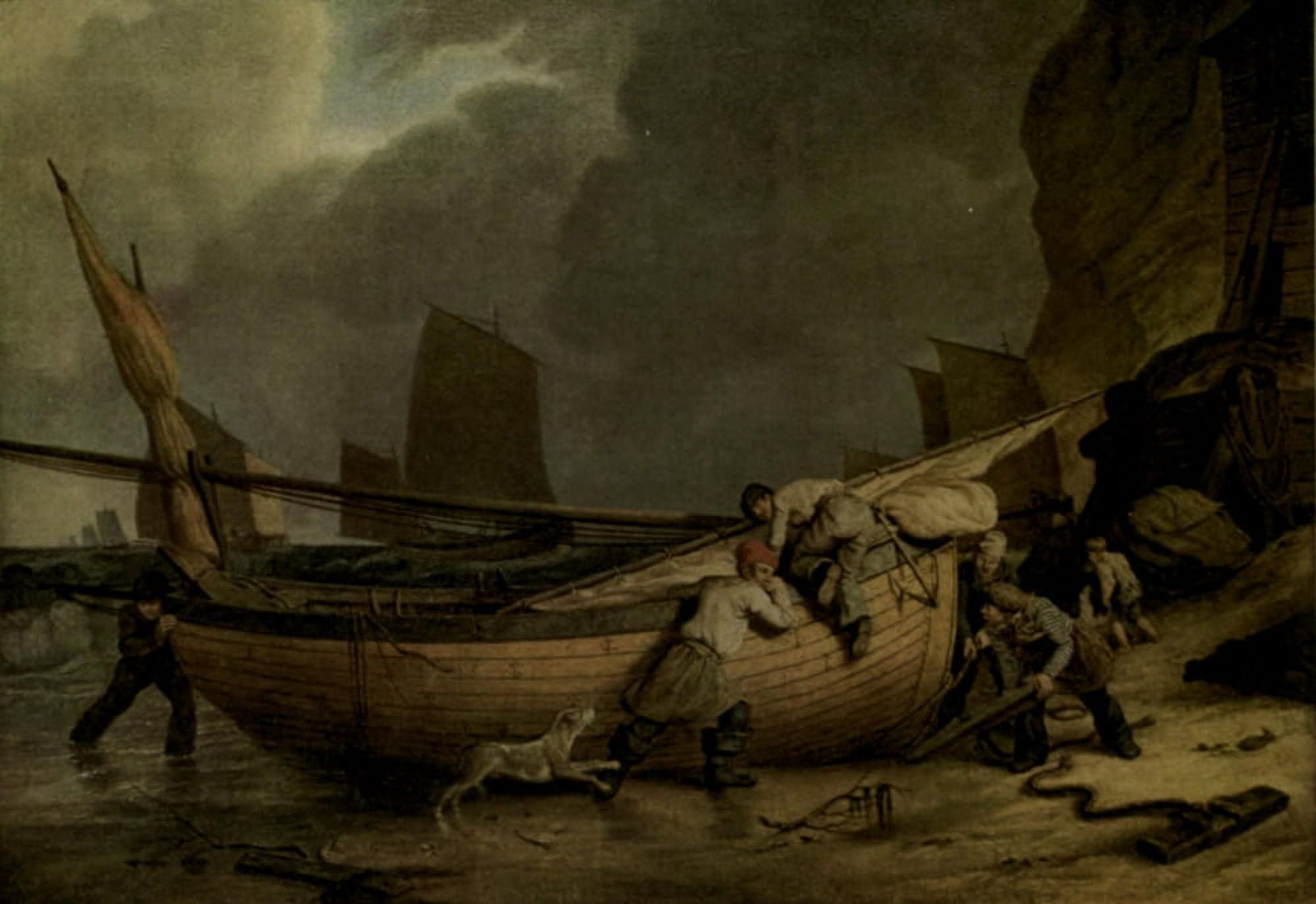 Norwich School 1920 Boats on Cromer beach Canvas Art - John Sell Cotman (24 x 36)
