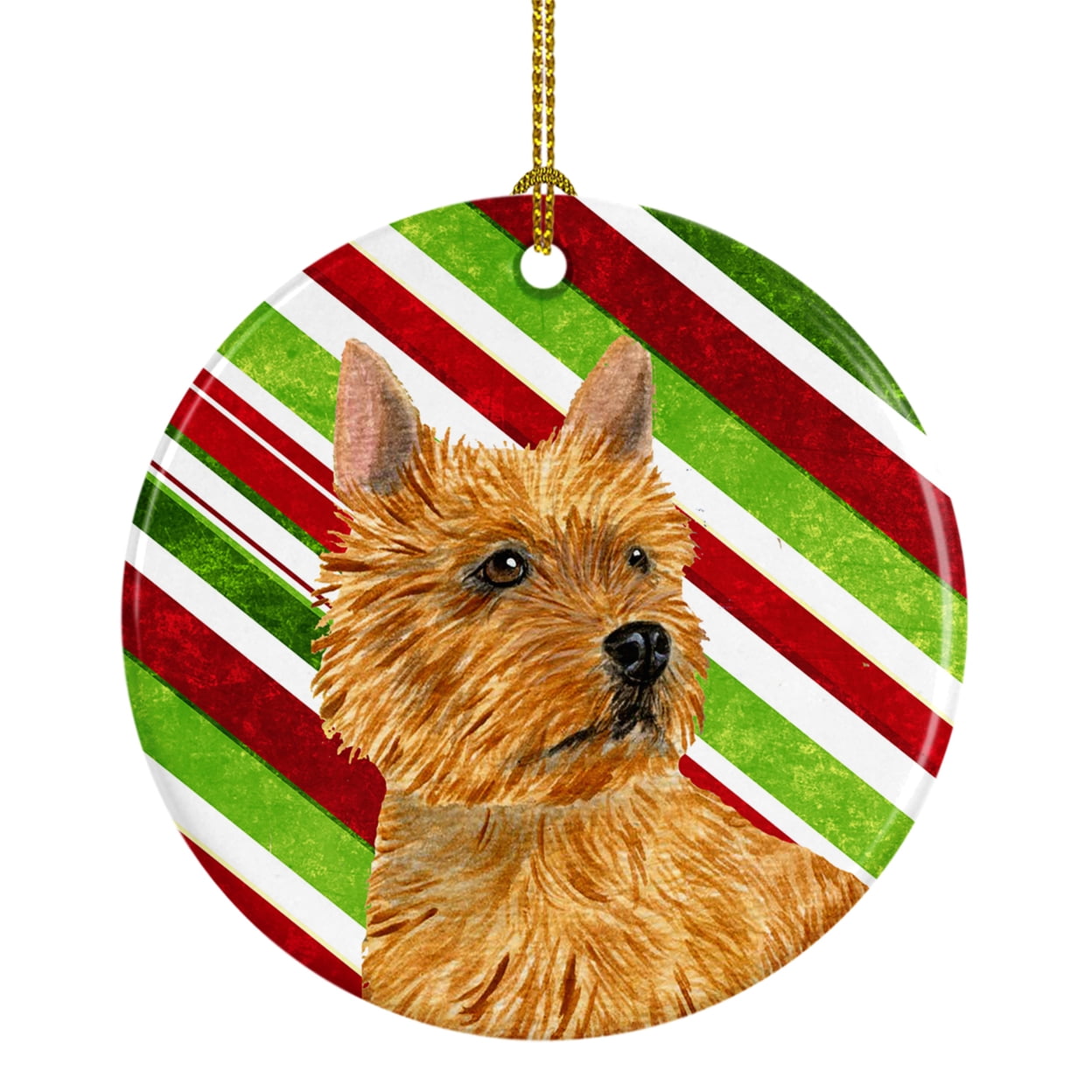 Norwich Terrier Candy Cane Holiday Christmas Ceramic Ornament SS4568