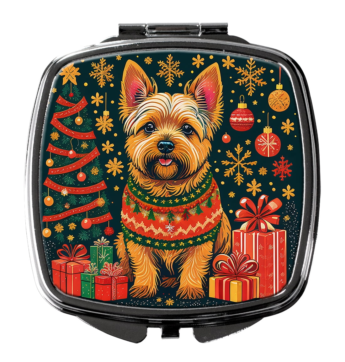 Norwich Terrier Christmas Compact Mirror 2.75 in x 3 in