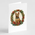 thumbnail image 1 of Norwich Terrier Christmas Flowers Greeting Cards Pack of 8 7 in x 5 in, 1 of 3