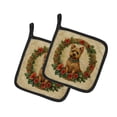 thumbnail image 1 of Norwich Terrier Christmas Flowers Pair of Pot Holders 7.5 in x 7.5 in, 1 of 5