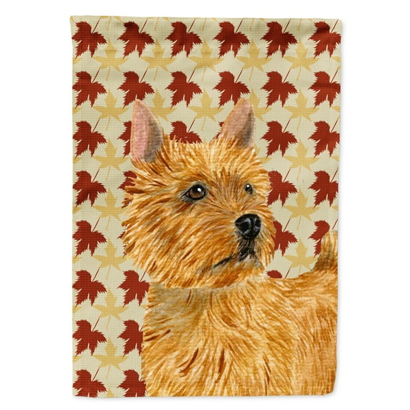 Norwich Terrier Fall Leaves Portrait Garden Flag