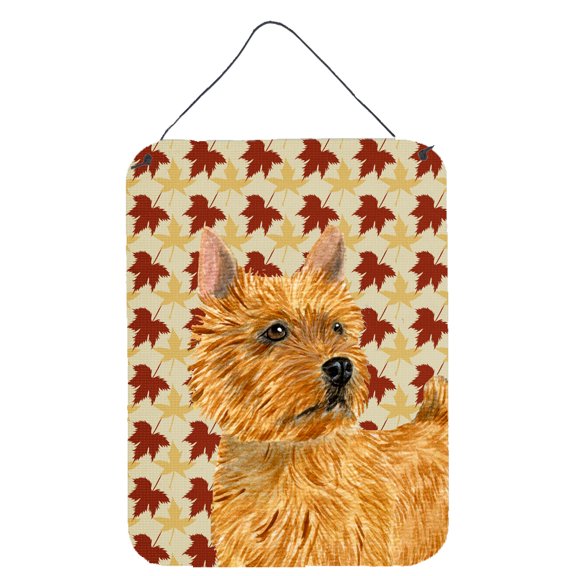 Norwich Terrier Fall Leaves Portrait Wall or Door Hanging Prints