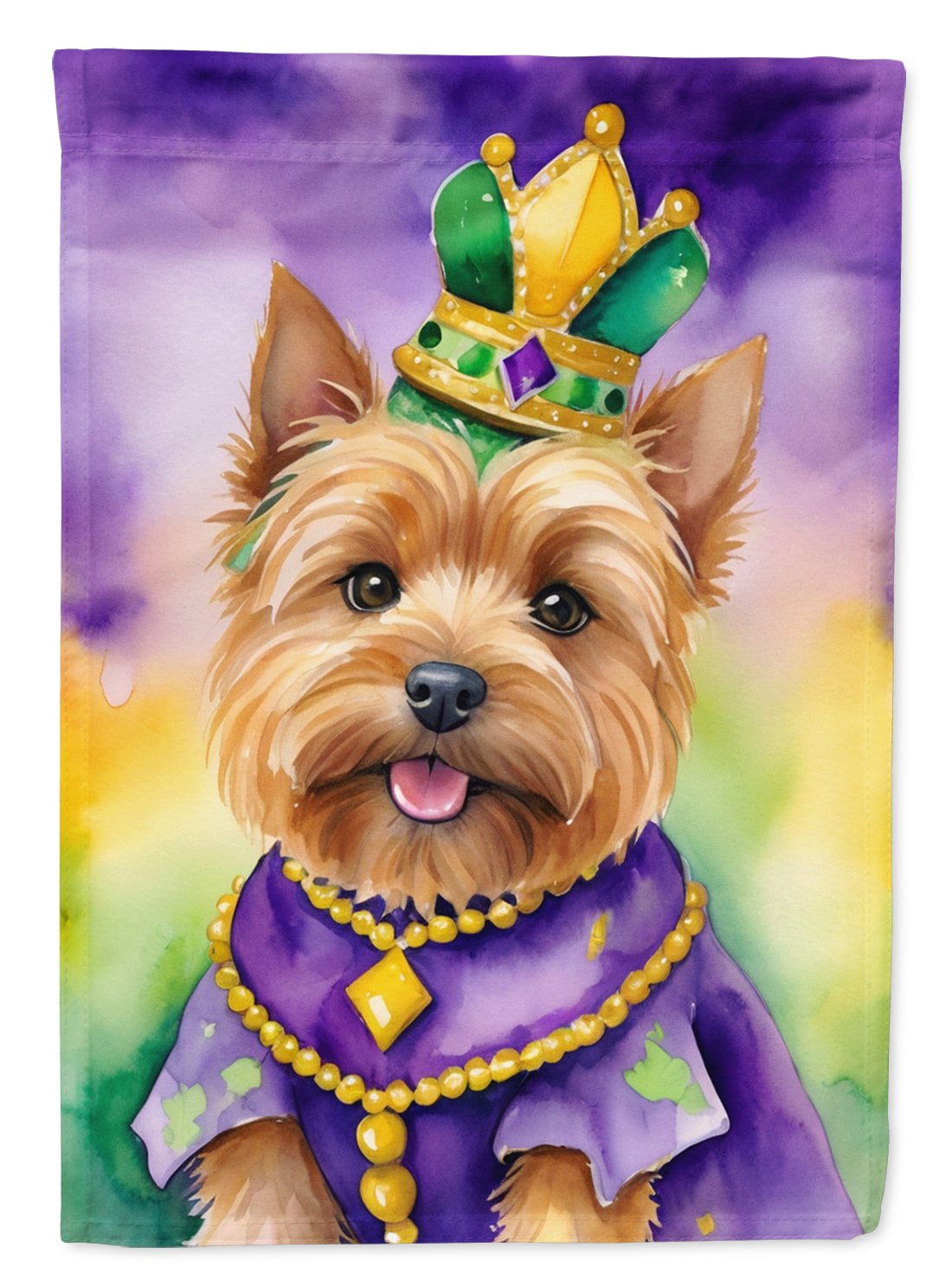 Norwich Terrier King of Mardi Gras Garden Flag 11.25 in x 15.5 in