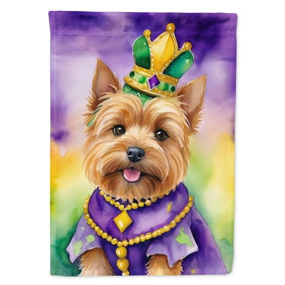 Norwich Terrier King of Mardi Gras Garden Flag 11.25 in x 15.5 in