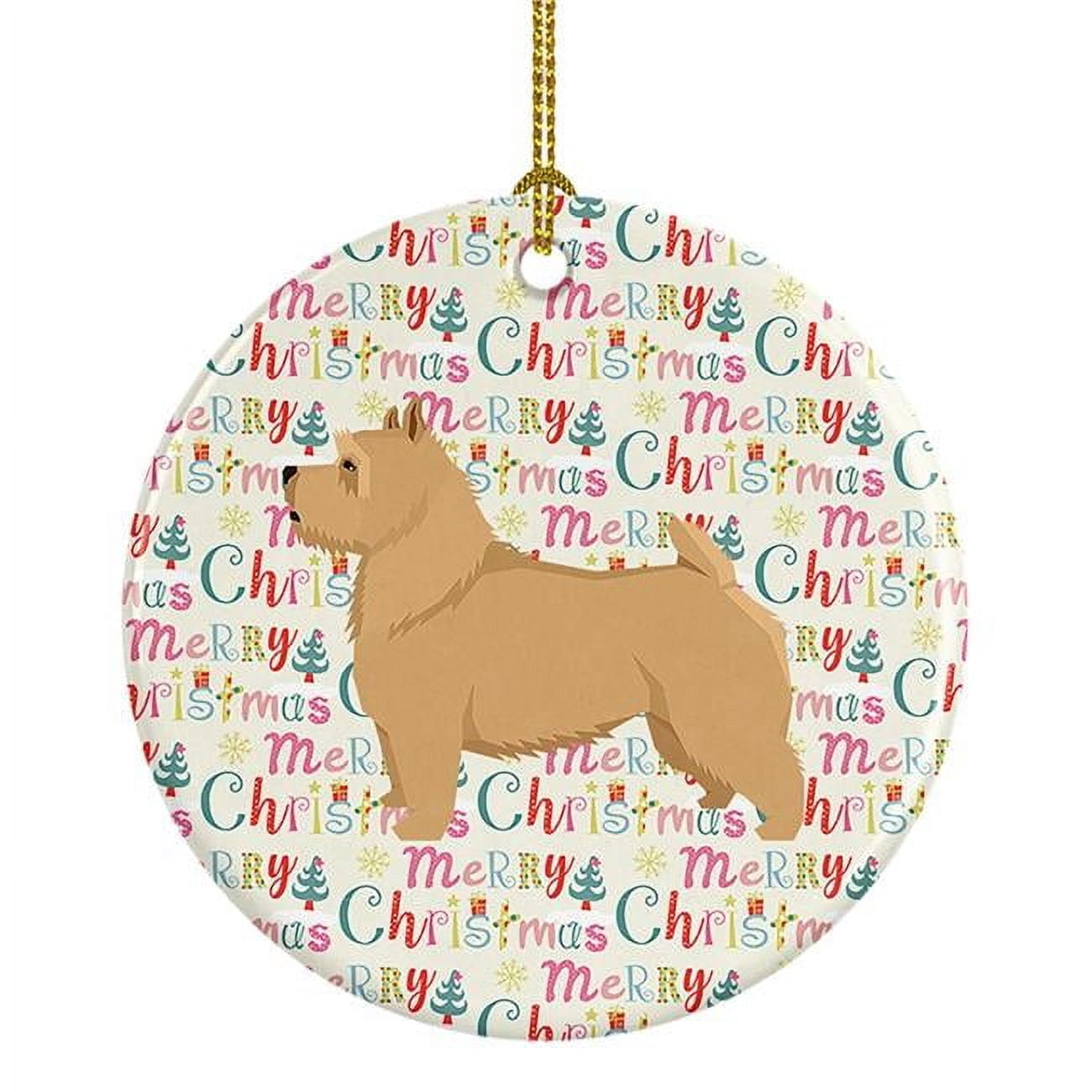 Norwich Terrier Merry Christmas Ceramic Ornament 2.8 in x 2.8 in