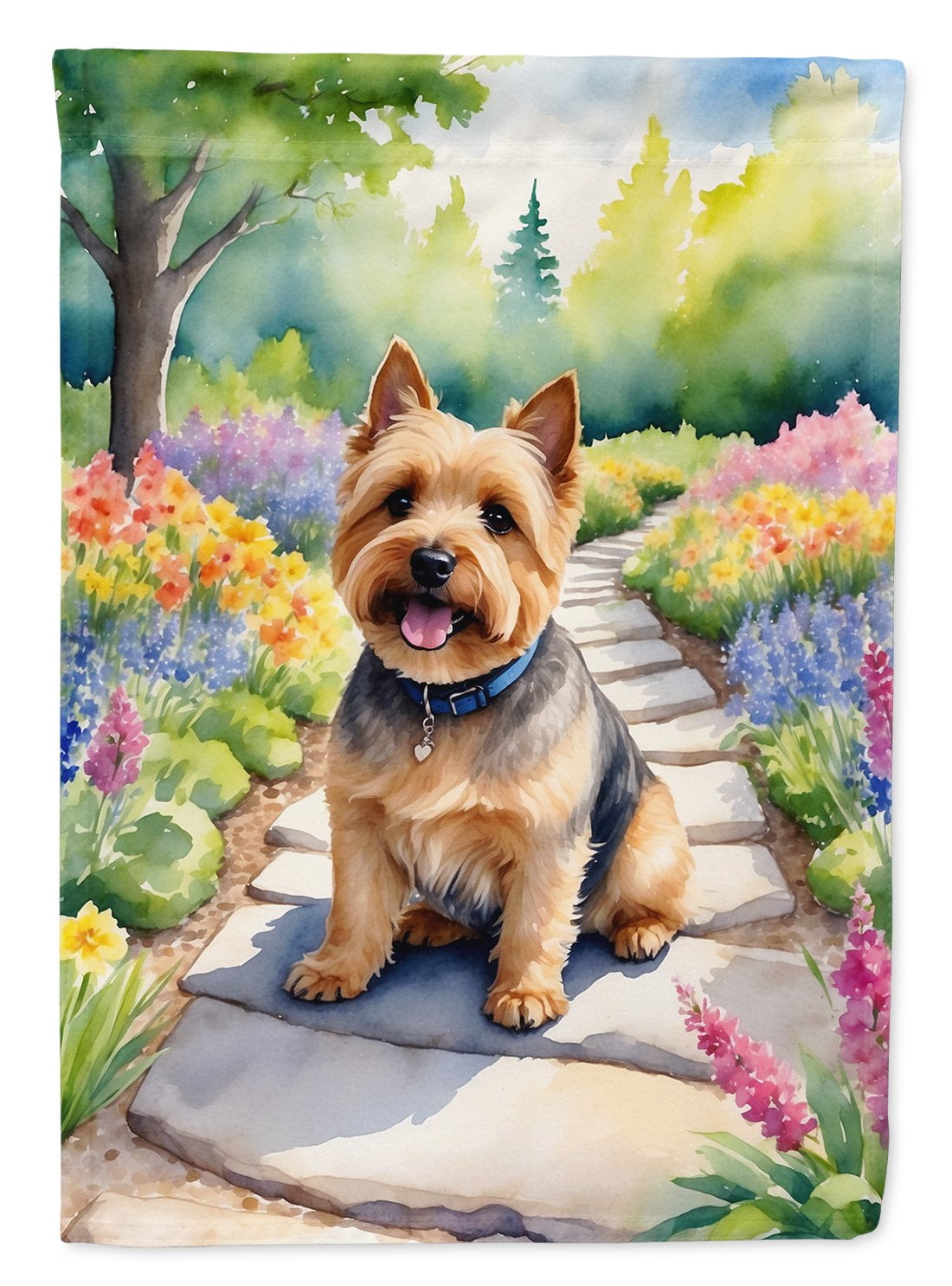 Norwich Terrier Spring Path Garden Flag 11.25 in x 15.5 in