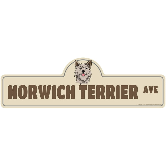 Norwich Terrier Street Sign | Indoor/Outdoor | Dog Lover Funny Home Décor for Garages, Living Rooms, Bedroom, Offices | SignMission personalized gift | 36" Wide
