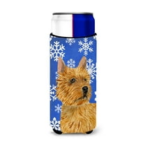 Norwich Terrier Winter Snowflakes Holiday Ultra Hugger for slim cans