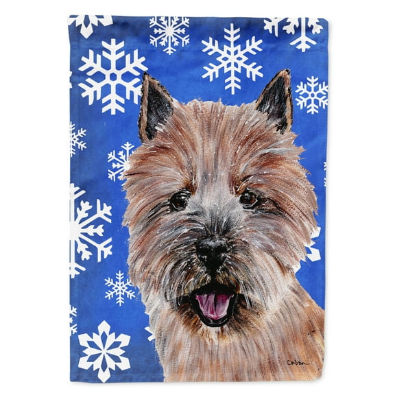Norwich Terrier Winter Snowflakes House Flag