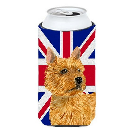 Norwich Terrier With English Union Jack British Flag Tall Boy bottle sleeve Hugger - 22 To 24 Oz.
