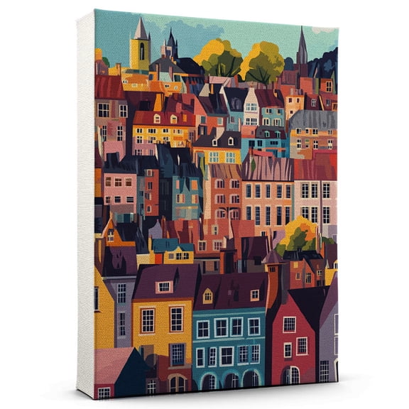 Norwich Travel Canvas, England Canvas Print vintage, Colorful Norwich Decor City Road, England Pictures Wall Art - 102AZ1004