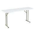 thumbnail image 1 of Norwood Commercial Furniture 5 ft Multipurpose Indoor Outdoor Heavy Duty Portable Blow Molded Plastic Folding Training Seminar Table 18" W x 60" L White, 1 of 10