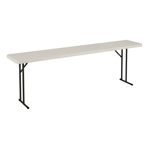 Norwood Commercial Furniture 8 ft Multipurpose Indoor Outdoor Heavy Duty Portable Blow Molded Plastic Folding Training Seminar Table 18" W x 96" L Gray