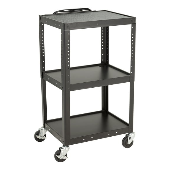 Norwood Commercial Furniture Adjustable-Height Metal AV Cart w/ Electric