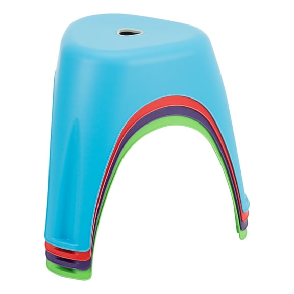 Norwood Commercial Furniture Assorted Color Indoor/Outdoor Plastic Stack Stool, Blue, Green, Red, Purple (Pack of 4)