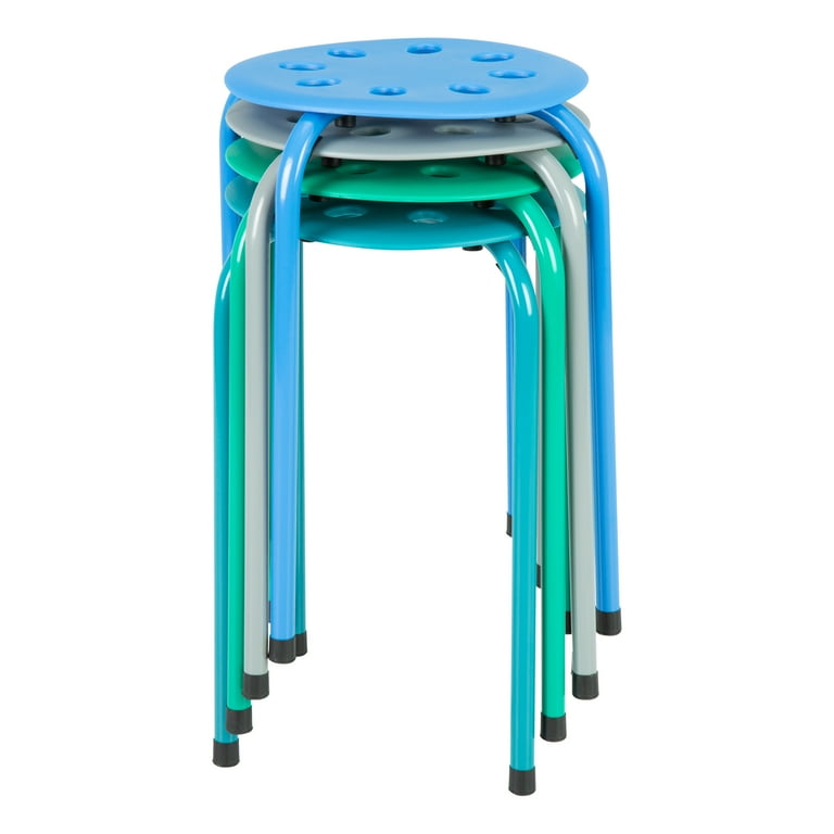 Norwood Commercial Furniture Assorted Contemporary Color Stacking Stool Set 17.75 H Seat for Kids and Adults Flexible Seating for Home Office