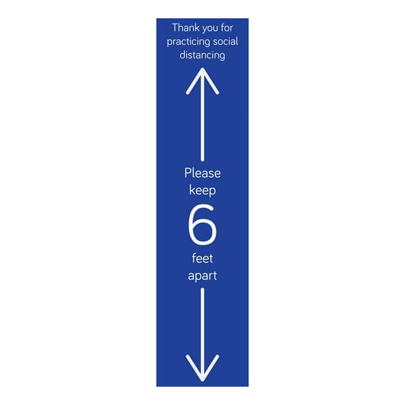 Norwood Commercial Furniture Please Keep 6ft Apart Runner - Floor Decal - 18" W x 72" L - Blue (Pack of 2)