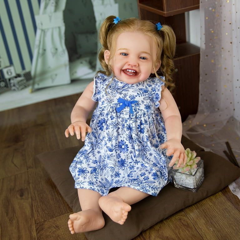 Nosadi 24 Reborn Baby Girl Dolls Black Skin Smile Face with Realisitc Silicone Limbs Filling with PP Cotton Birthday Gift for 3 Years Walmart