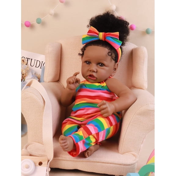 Nosadi Reborn Baby Dolls African American Silicone Limbs Realistic Baby Doll with Soft Body for 3+ Years