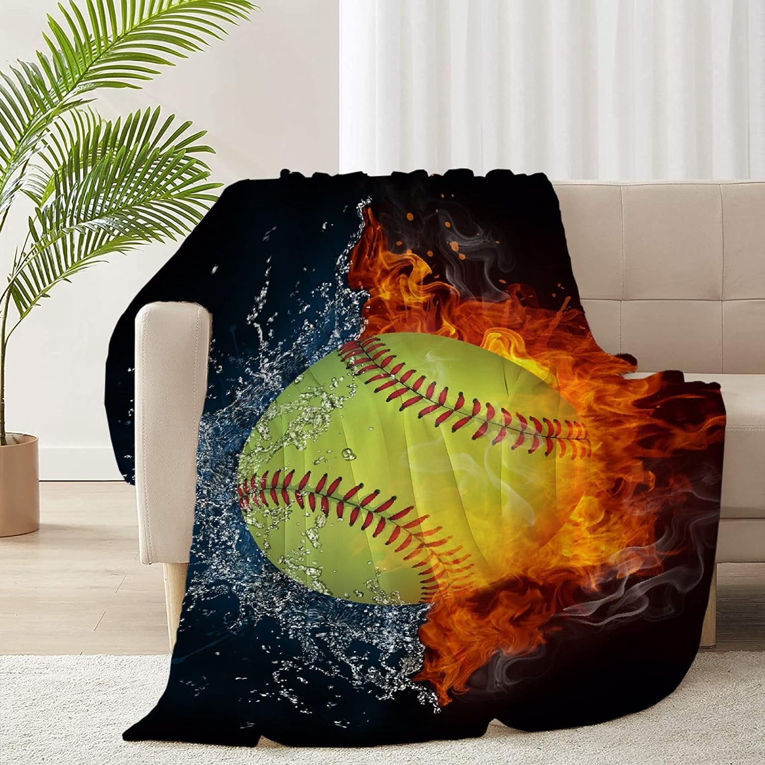 Nosbei Baseball Softball Flannel Lightweight Blankets Quilt Plush