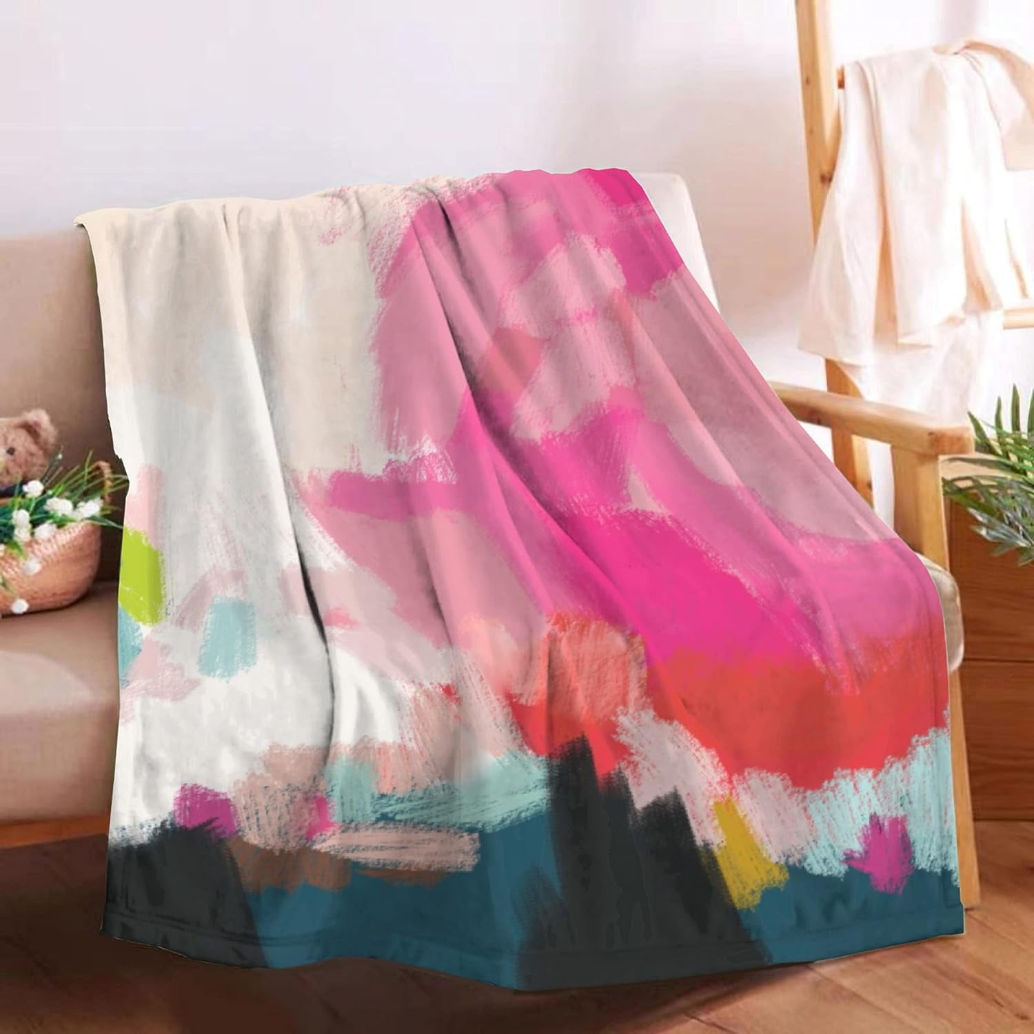 Nosbei Blanket Monstera Deliciosa Palms Tropical Plants Soft Cozy Throw