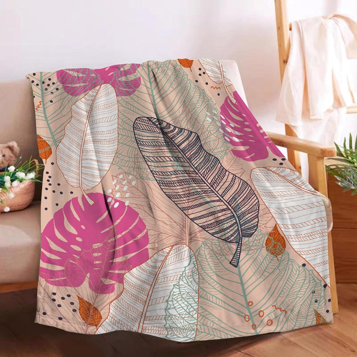Nosbei Blanket Monstera Deliciosa Palms Tropical Plants Soft Cozy Throw